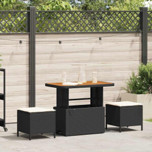 vidaXL Tuin eettafelset Zwart poly rattan