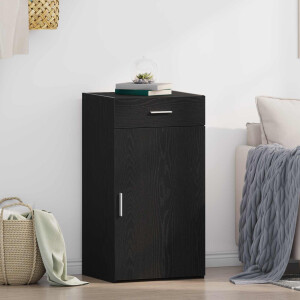 vidaXL Dressoir met lade Zwart Eiken 50 x 42,5 x 93 cm