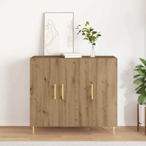 vidaXL Dressoir Artisan Eiken 90 x 34 x 80 cm Bewerkt hout