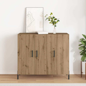 vidaXL Dressoir Artisan Eiken 90 x 34 x 80 cm Bewerkt hout