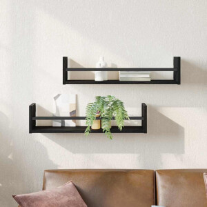 vidaXL Wandplank Wandgemonteerd 2 pcs Zwart Eiken 60 x 16 x 14 cm