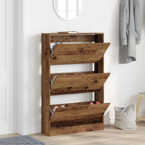 vidaXL Schoenenkast met plank Oudhout 80 x 21 x 125,5 cm Bewerkt hout