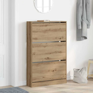 vidaXL Schoenenkast Artisan Eiken 80 x 21 x 125,5 cm Bewerkt hout