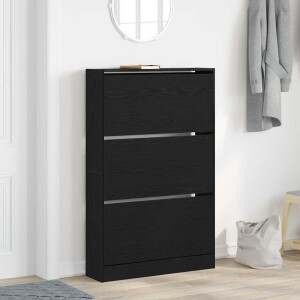 vidaXL Schoenenkast Zwart Eiken 80 x 21 x 125,5 cm Bewerkt hout