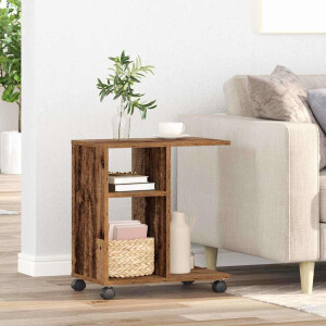 vidaXL Bijzettafel met plank Oud hout 50 x 30 x 55 cm Bewerkt hout