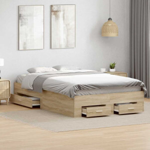 vidaXL Bedframe met lade met opslag Bruin 140 x 200 cm Bewerkt hout