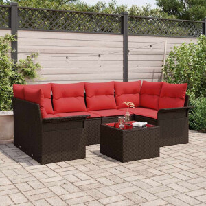 vidaXL Tuin Sofa Set met kussen 7 pcs Bruin poly rattan