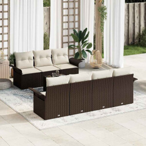 vidaXL Tuin Sofa Set met kussen 8 pcs Bruin poly rattan