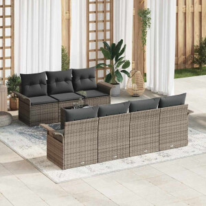 vidaXL Tuin Sofa Set met kussen 8 pcs Grijs poly rattan