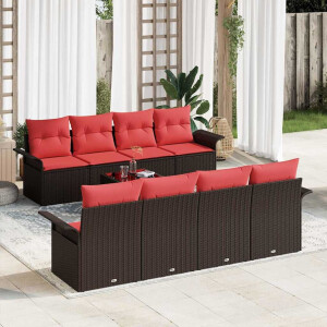 vidaXL Tuin Sofa Set met kussen 9 pcs Bruin poly rattan