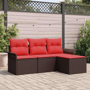 vidaXL Tuin Sofa Set met kussen 4 pcs Bruin poly rattan