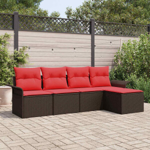 vidaXL Tuin Sofa Set met kussen 5 pcs Bruin poly rattan
