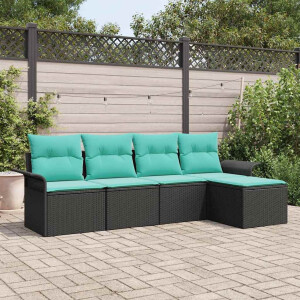 vidaXL Tuin Sofa Set met kussen 5 pcs Zwart poly rattan