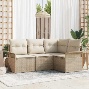 vidaXL Tuin Sofa Set met kussen 4 pcs Beige poly rattan
