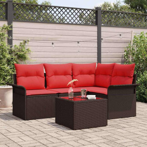 vidaXL Tuin Sofa Set met kussen 5 pcs Bruin poly rattan