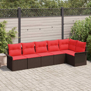 vidaXL Tuin Sofa Set met kussen 6 pcs Bruin poly rattan