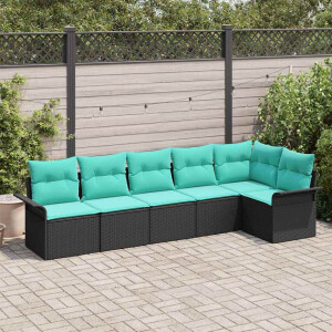 vidaXL Tuin Sofa Set met kussen 6 pcs Zwart poly rattan