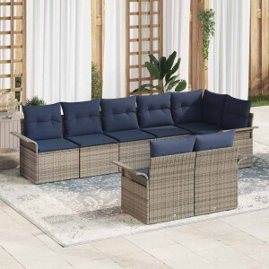 vidaXL Tuin Sofa Set met kussen 8 pcs Grijs poly rattan