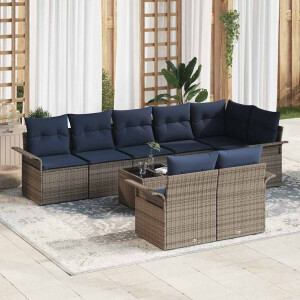 vidaXL Tuin Sofa Set met kussen 9 pcs Grijs poly rattan