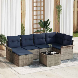 vidaXL Tuin Sofa Set met kussen Grijs poly rattan