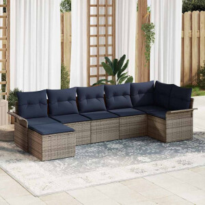 vidaXL Tuin Sofa Set met kussen Grijs poly rattan