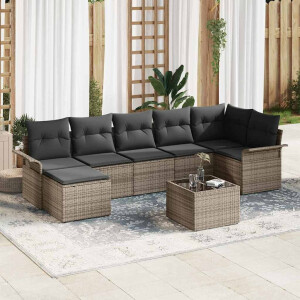 vidaXL Tuin Sofa Set met kussen 8 pcs Grijs Poly riet