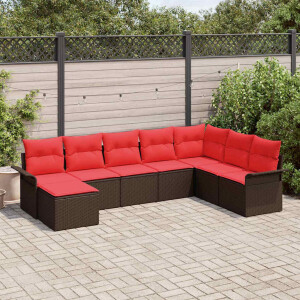 vidaXL Tuin Sofa Set met kussen 8 pcs Bruin poly rattan