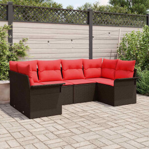 vidaXL Tuin Sofa Set met kussen 6 pcs Bruin poly rattan