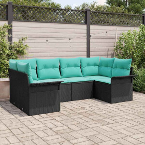 vidaXL Tuin Sofa Set met kussen 6 pcs Zwart Poly riet