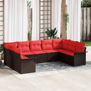 vidaXL Tuin Sofa Set met kussen 9 pcs Bruin poly rattan