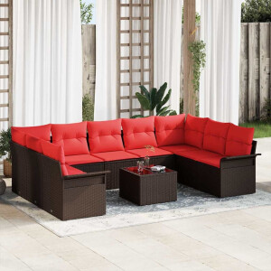 vidaXL Tuin Sofa Set met kussen 10 pcs Bruin poly rattan