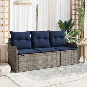 vidaXL Tuin Sofa Set 3 st Grijs poly rattan