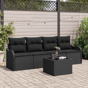 vidaXL Tuin Sofa Set Zwart poly rattan