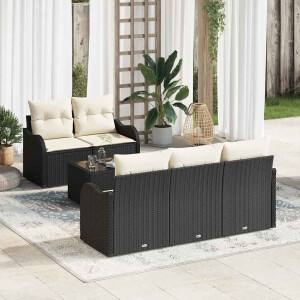 vidaXL Tuin Sofa Set Zwart poly rattan