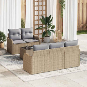 vidaXL Tuin Sofa Set Beige poly rattan