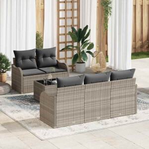 vidaXL Tuin Sofa Set Lichtgrijs poly rattan