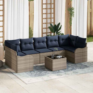 vidaXL Bankstel 8 st 7-Aantal zitplaatsen Grijs poly rattan