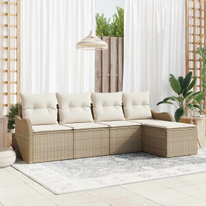 vidaXL Tuin Sofa Set Beige poly rattan