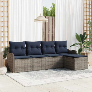 vidaXL Tuin Sofa Set Grijs poly rattan