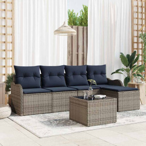 vidaXL Tuin Sofa Set Grijs poly rattan