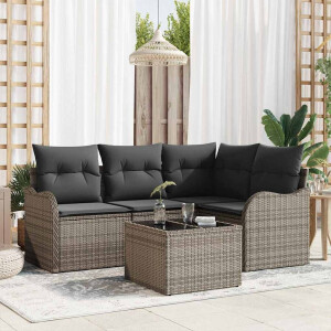 vidaXL Tuin Sofa Set Grijs poly rattan