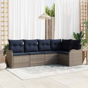 vidaXL Tuin Sofa Set Grijs poly rattan