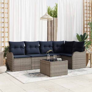 vidaXL Tuin Sofa Set Grijs poly rattan