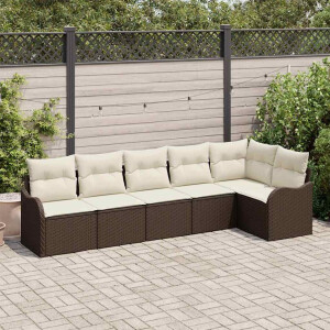 vidaXL Tuin Sofa Set 6 pcs Bruin poly rattan