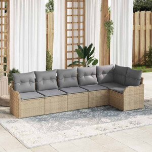 vidaXL Tuin Sofa Set 6 pcs Beige poly rattan
