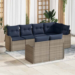 vidaXL Tuin Sofa Set Grijs poly rattan