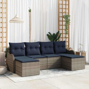vidaXL Bankstel 6 st Grijs Polyester