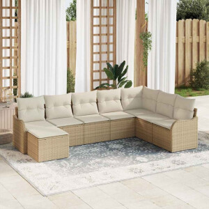 vidaXL Tuin Sofa Set 8 pcs Beige poly rattan