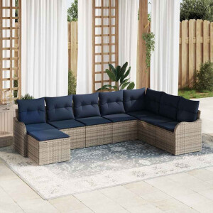 vidaXL Tuin Sofa Set Grijs poly rattan