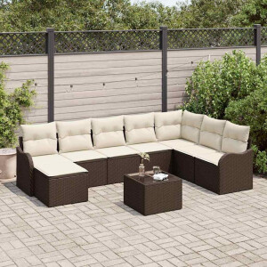 vidaXL Tuin Sofa Set met kussen 9 pcs Bruin Poly riet